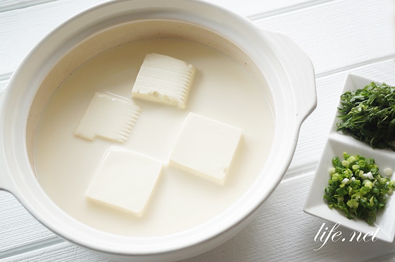 豆乳湯豆腐のレシピ。レンジでも簡単！濃厚湯豆腐。