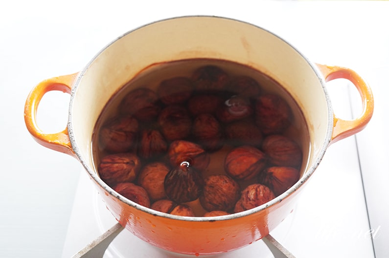 大原千鶴さんの栗の渋皮煮のレシピ。重曹でアク抜きする作る作り方。