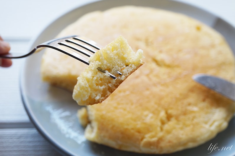 片栗粉入りホットケーキのレシピ。マヨネーズでふわふわ！テレビで話題。
