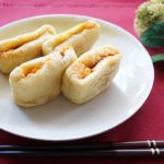 平野レミさんの油揚げのキムチ納豆詰めのレシピ。おつまみにも人気。