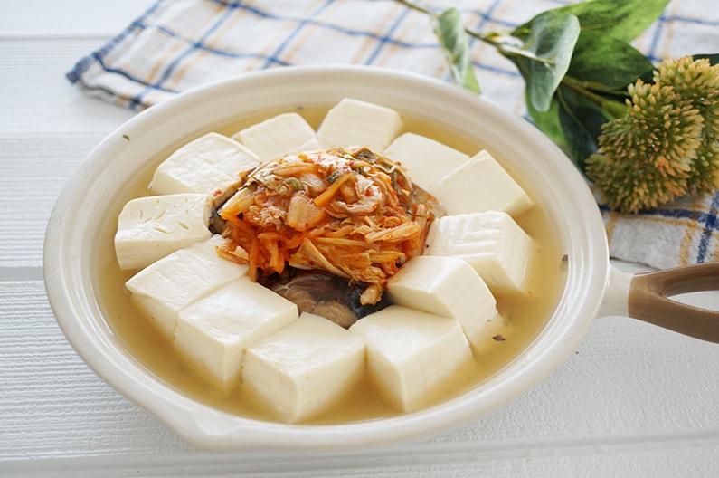 サバ缶チゲ豆腐の作り方。鯖缶とキムチの電子レンジ簡単チゲ。