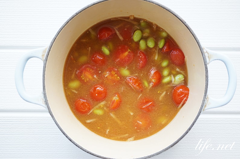 枝豆とミニトマトの味噌汁のレシピ