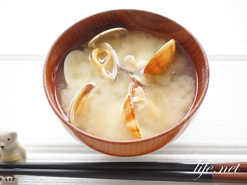 冷凍あさりの味噌汁ん折レシピ