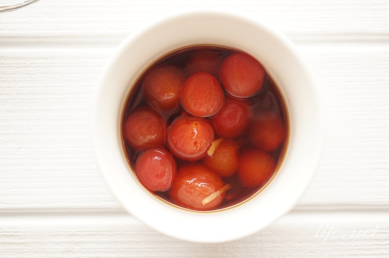 ミニトマトの甘酢漬けの作り方。日持ちがするプチトマトの作り置き。