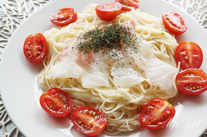 イタリアン風冷製そうめんのレシピ。鯛とディル、オリーブオイルで。