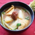 長芋と豆苗、梅干しの味噌汁のレシピ。ヒルナンデスで話題。