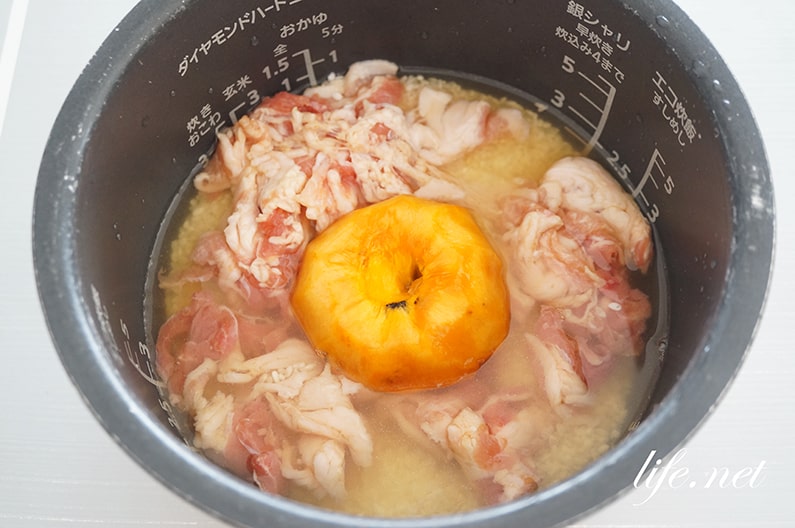 柿と豚バラ肉の炊き込みご飯の作り方。平野レミさんのレシピ。